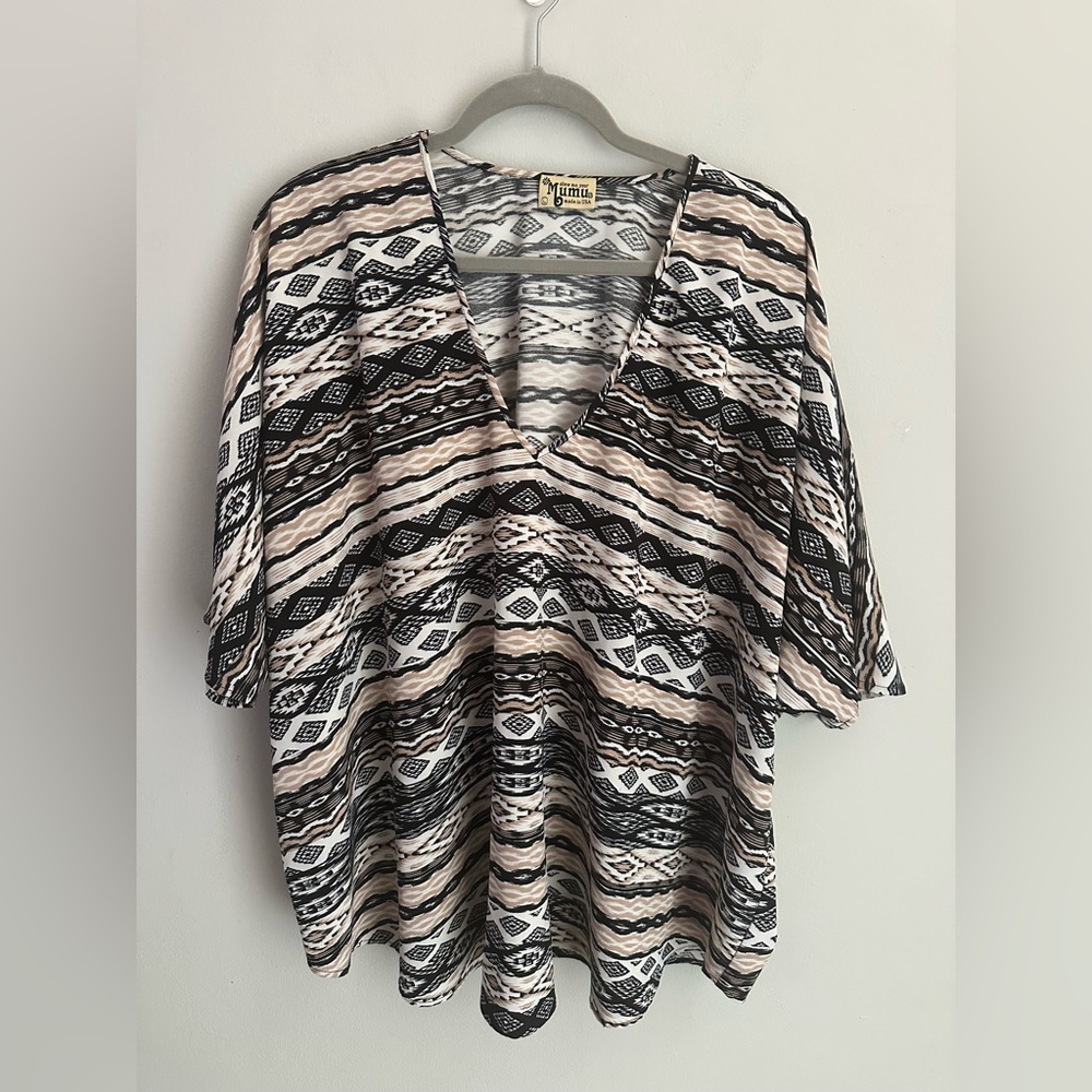 Show Me Your Mumu Women Tunic Top Geometric Pattern Oversized Large